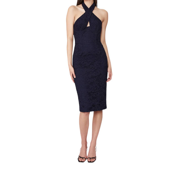 Bardot dress Riveria corset sleeveless navy blue size 6 M - Picture 1 of 6